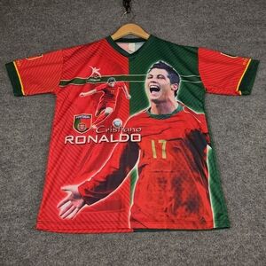Vintage Vibe! Cristiano Ronaldo‎ #17 Red and Green Graphic Jersey